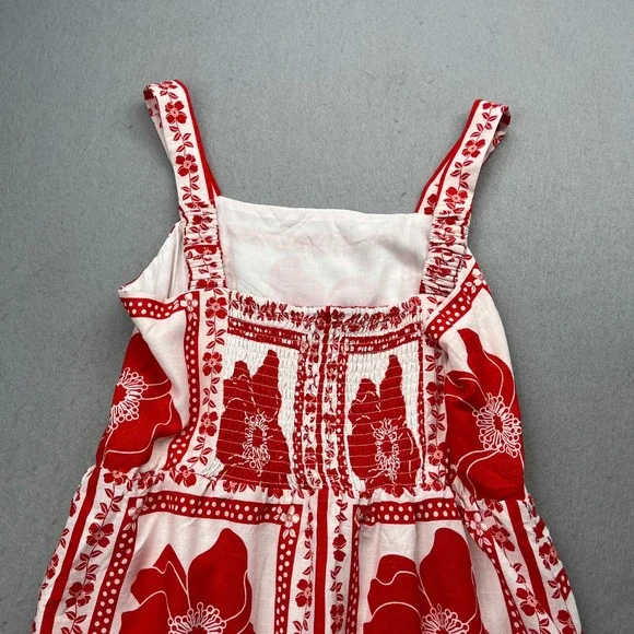 Draper James RSVP Floral Midi Dress Red White Poppy Print Medium Boho Summer - Picture 3 of 5